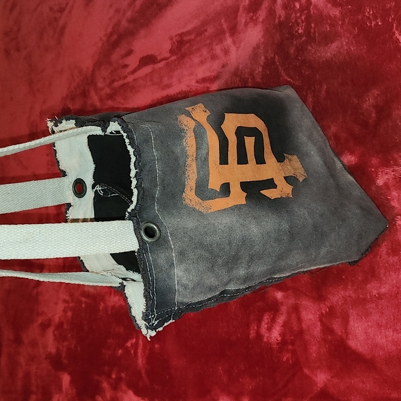San Francisco SF Giants Shoulder Tote Bag Distressed Tie Dye Black Grey Orange - Picture 7 of 7